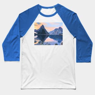 Milford Sound, New Zealand, at sunset Baseball T-Shirt